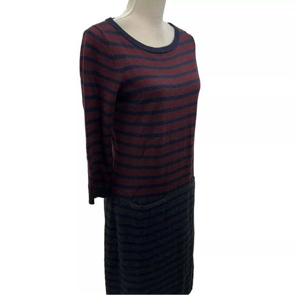 Talbots Striped Sweater Dress Women’s Small Long Sleeve Pockets Soft Wool Blend - Picture 2 of 10